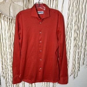 Khakis of Carmel NWOT Coral Long Sleeve Knit Jersey Button Down Shirt M